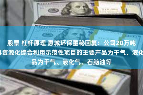 股票 杠杆原理 惠城环保董秘回复：公司20万吨/年混合废塑料资源化综合利用示范性项目的主要产品为干气、液化气、石脑油等