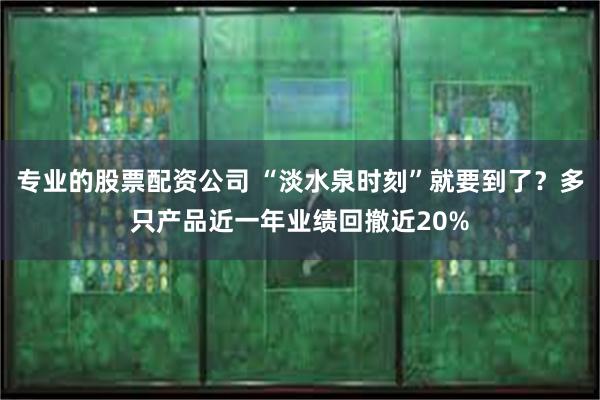 专业的股票配资公司 “淡水泉时刻”就要到了？多只产品近一年业绩回撤近20%