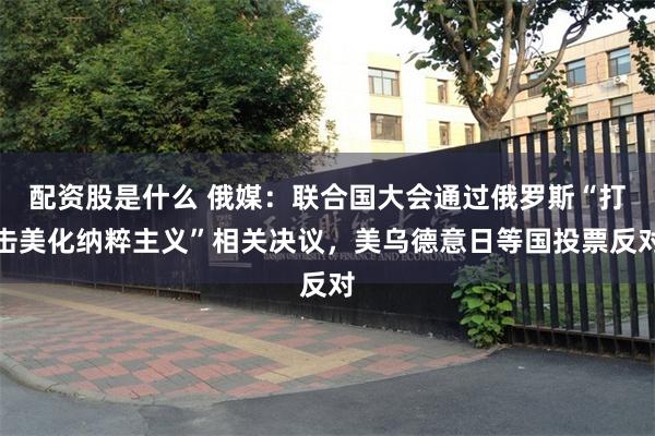 配资股是什么 俄媒：联合国大会通过俄罗斯“打击美化纳粹主义”相关决议，美乌德意日等国投票反对