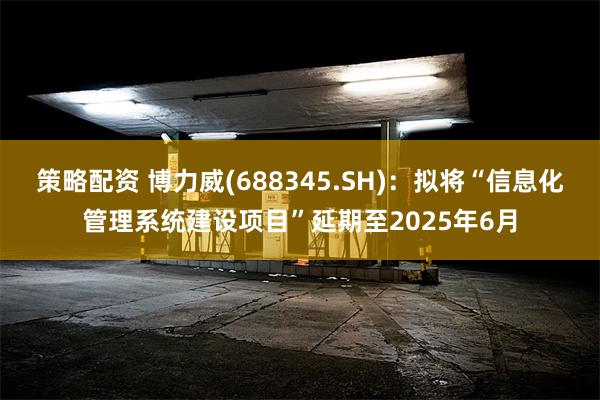 策略配资 博力威(688345.SH)：拟将“信息化管理系统建设项目”延期至2025年6月