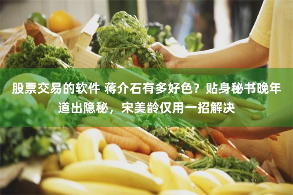 股票交易的软件 蒋介石有多好色？贴身秘书晚年道出隐秘，宋美龄仅用一招解决